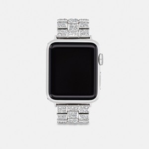 Coach Apple Watch® Strap, 38 Mm, 40 Mm And 41 Mm Plateadas | COH866236