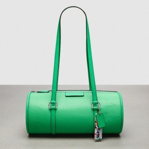 Coach Barrel Bag In Pebbled Coachtopia Leather Verde | COH864734