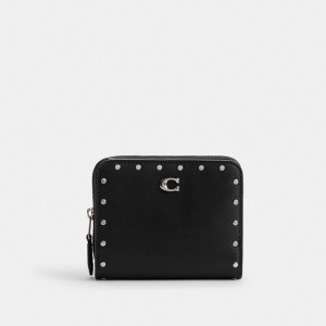 Coach Billfold Wallet With Rivets Plateadas Negras | COH865617