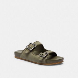 Coach Buckle Strap Sandal Verde | COH866849