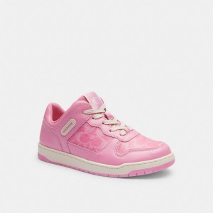 Coach C201 Low Top Sneaker In Signature Canvas Rosas | COH865844