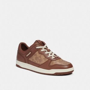 Coach C201 Sneaker In Signature Canvas Marrones | COH866807