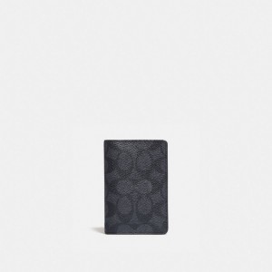 Coach Card Wallet In Signature Canvas Gris Negras | COH866761