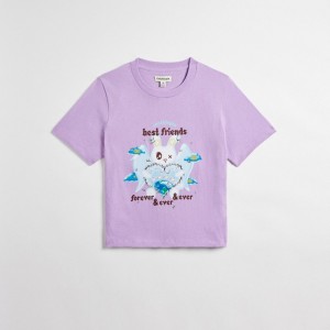 Coach Cropped Tee: Best Friends Bunny Moradas Multicolor | COH865971