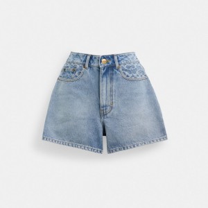 Coach Denim Shorts In Organic Cotton Azules | COH866038