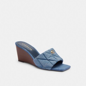 Coach Emma Wedge With Quilting Indigo Azules | COH865904