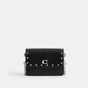 Coach Essential Half Flap Card Case With Rivets Plateadas Negras | COH865685