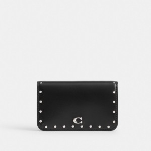 Coach Essential Slim Card Case With Rivets Plateadas Negras | COH865512