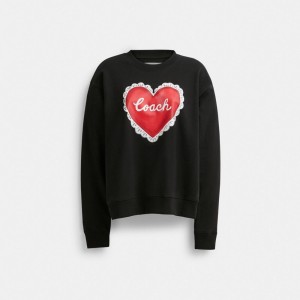 Coach Heart Crewneck Sweater Negras | COH865979