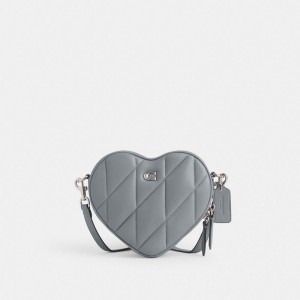 Coach Heart Crossbody Bag With Quilting Plateadas Gris Azules | COH864777