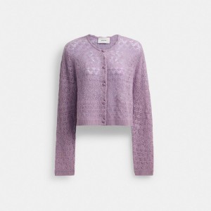 Coach Lace Knit Cardigan Moradas | COH865951