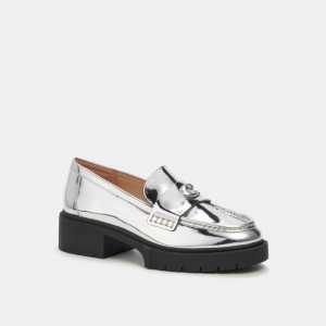 Coach Leah Loafer In Silver Metallic Plateadas | COH865797