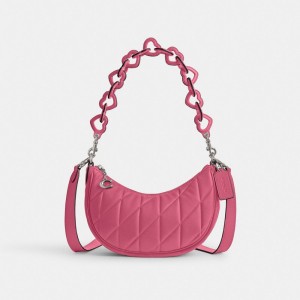 Coach Mira Shoulder Bag With Pillow Quilting And Heart Strap Plateadas | COH864845