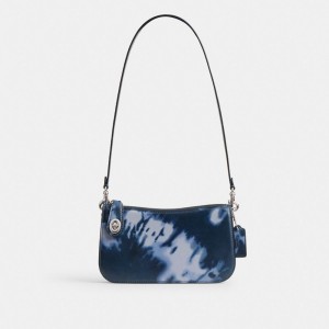 Coach Penn Shoulder Bag With Tie Dye Print Plateadas Azul Marino | COH864893