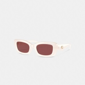 Coach Pillow Tabby Narrow Rectangle Sunglasses Blancas | COH866385