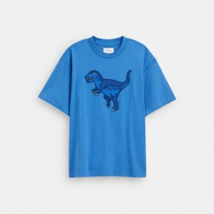 Coach Rexy T Shirt In Organic Cotton Azules | COH866906