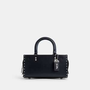 Coach Rogue Bag 26 With Rivets Plateadas Negras | COH865181