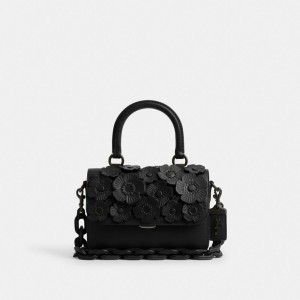 Coach Rogue Top Handle Bag With Tea Rose Negras Negras | COH865170