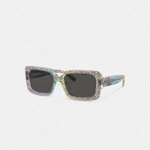 Coach Signature Oversized Rectangle Sunglasses Multicolor | COH866358