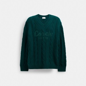 Coach Signature Sweater In Recycled Wool Verde | COH866890