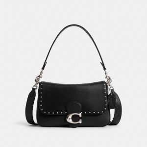 Coach Soft Tabby Shoulder Bag With Rivets Plateadas Negras | COH864954