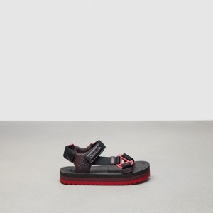 Coach Strappy Sandal Negras Burdeos Multicolor | COH865895