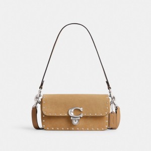 Coach Studio Baguette Bag With Rivets Plateadas | COH864874