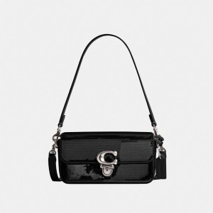 Coach Studio Baguette Bag With Sequins Plateadas Negras | COH864925