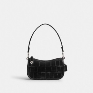 Coach Swinger Bag 20 Plateadas Negras | COH864930