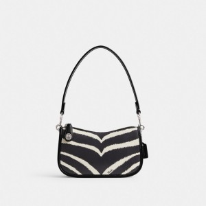 Coach Swinger Bag 20 With Zebra Print Plateadas | COH864934