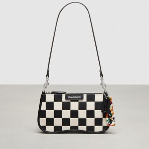 Coach Wavy Baguette Bag In Checkerboard Upcrafted Leather Negras | COH864884