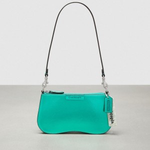 Coach Wavy Baguette Bag In Metallic Coachtopia Leather Verde Metal | COH864908