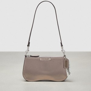 Coach Wavy Baguette Bag In Metallic Coachtopia Leather Gris Metal | COH864767