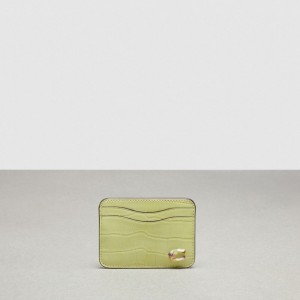 Coach Wavy Card Case In Croc Embossed Coachtopia Leather Verde Claro | COH865563