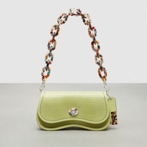 Coach Wavy Dinky Bag In Croc Embossed Coachtopia Leather Verde Claro | COH864789