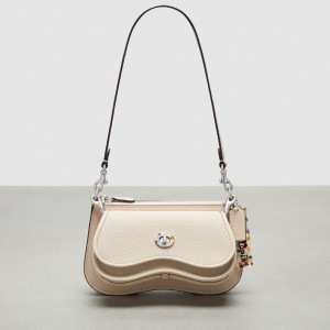 Coach Wavy Double Pouch Bag Beige | COH864852