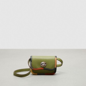 Coach Wavy Wallet With Colorful Binding In Upcrafted Leather Verde Oliva Verde Multicolor | COH865557