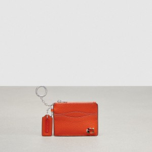 Coach Wavy Zip Card Case In Pebbled Coachtopia Leather With Key Ring Naranjas | COH865595