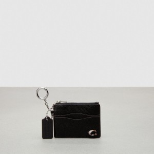 Coach Wavy Zip Card Case In Pebbled Coachtopia Leather With Key Ring Negras | COH865596