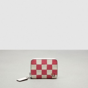 Coach Zip Around Wallet In Checkerboard Upcrafted Leather Rosas | COH865601