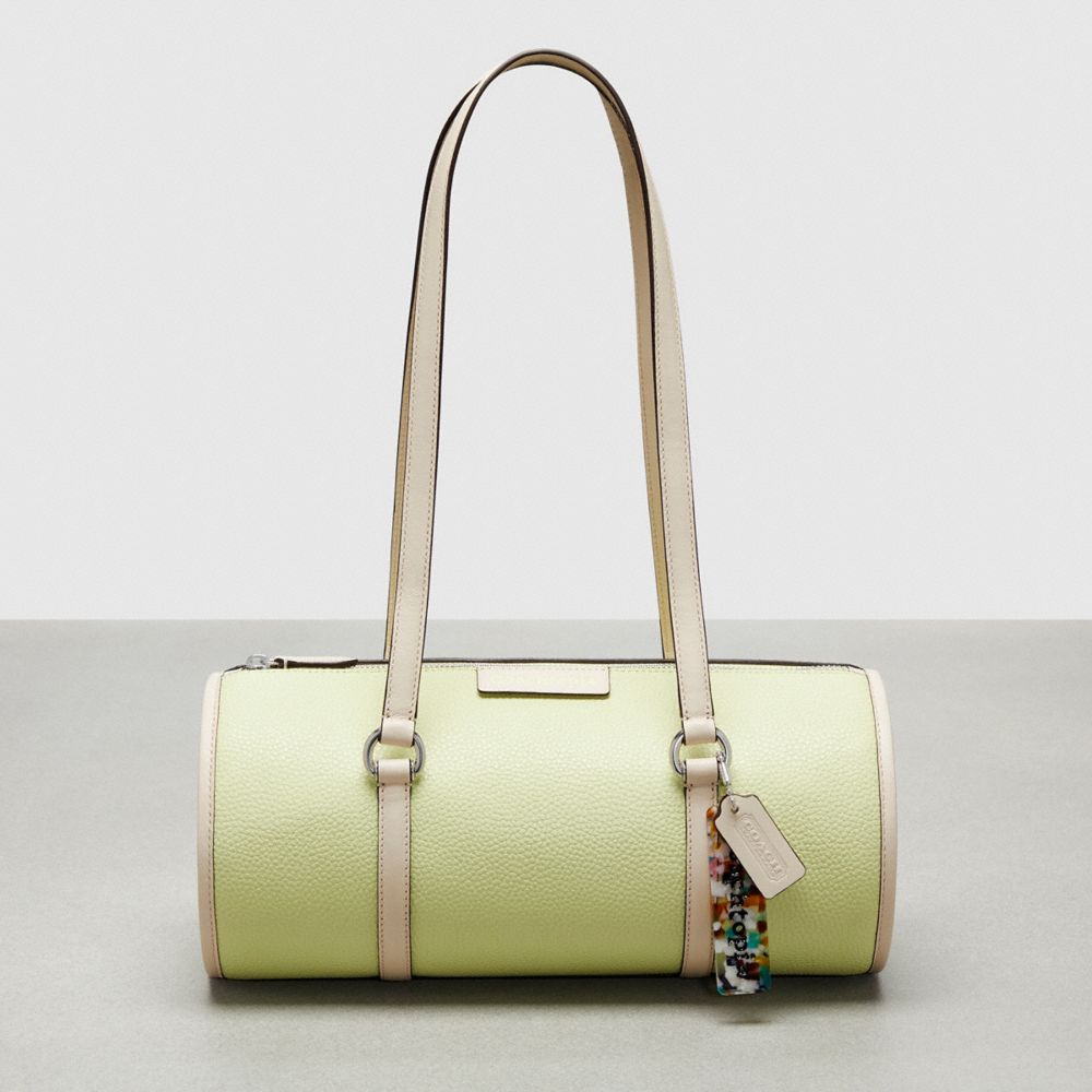 Coach Barrel Bag In Pebbled Coachtopia Leather Verde Claro | COH864841