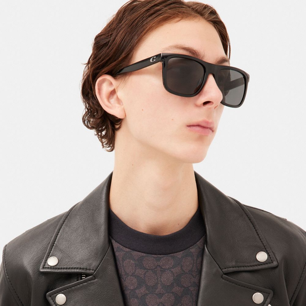 Coach Beveled Signature Flat Top Square Sunglasses Negras | COH866367