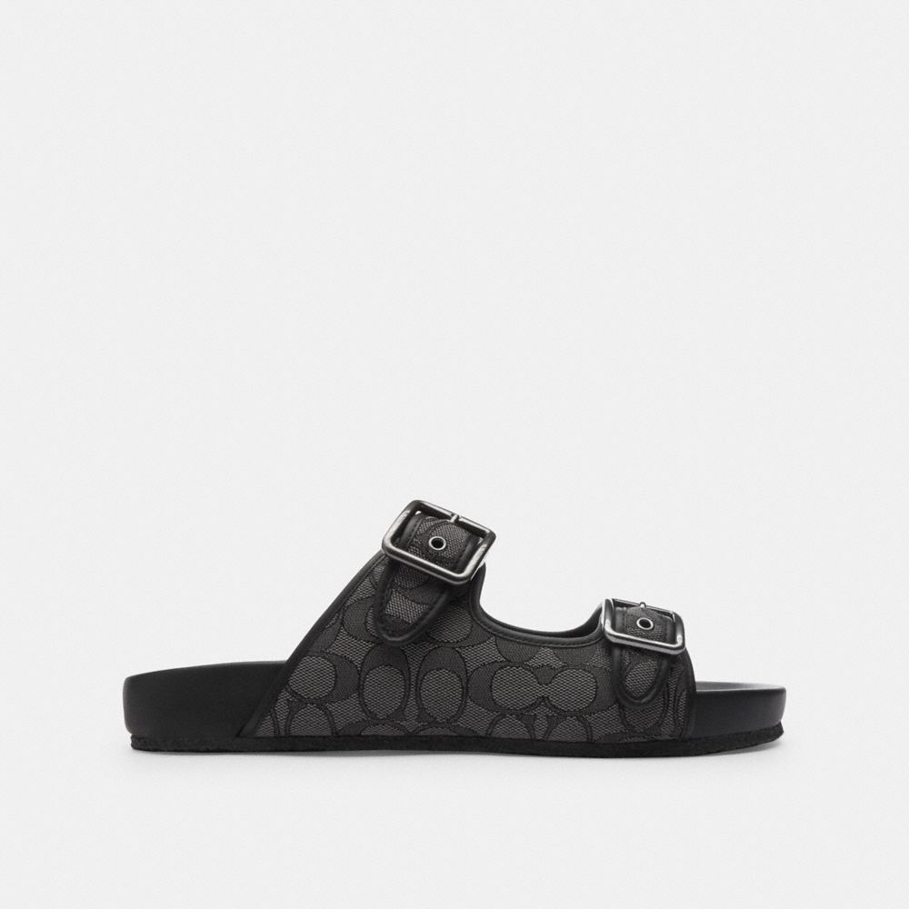 Coach Buckle Strap Sandal In Signature Jacquard Negras | COH866850