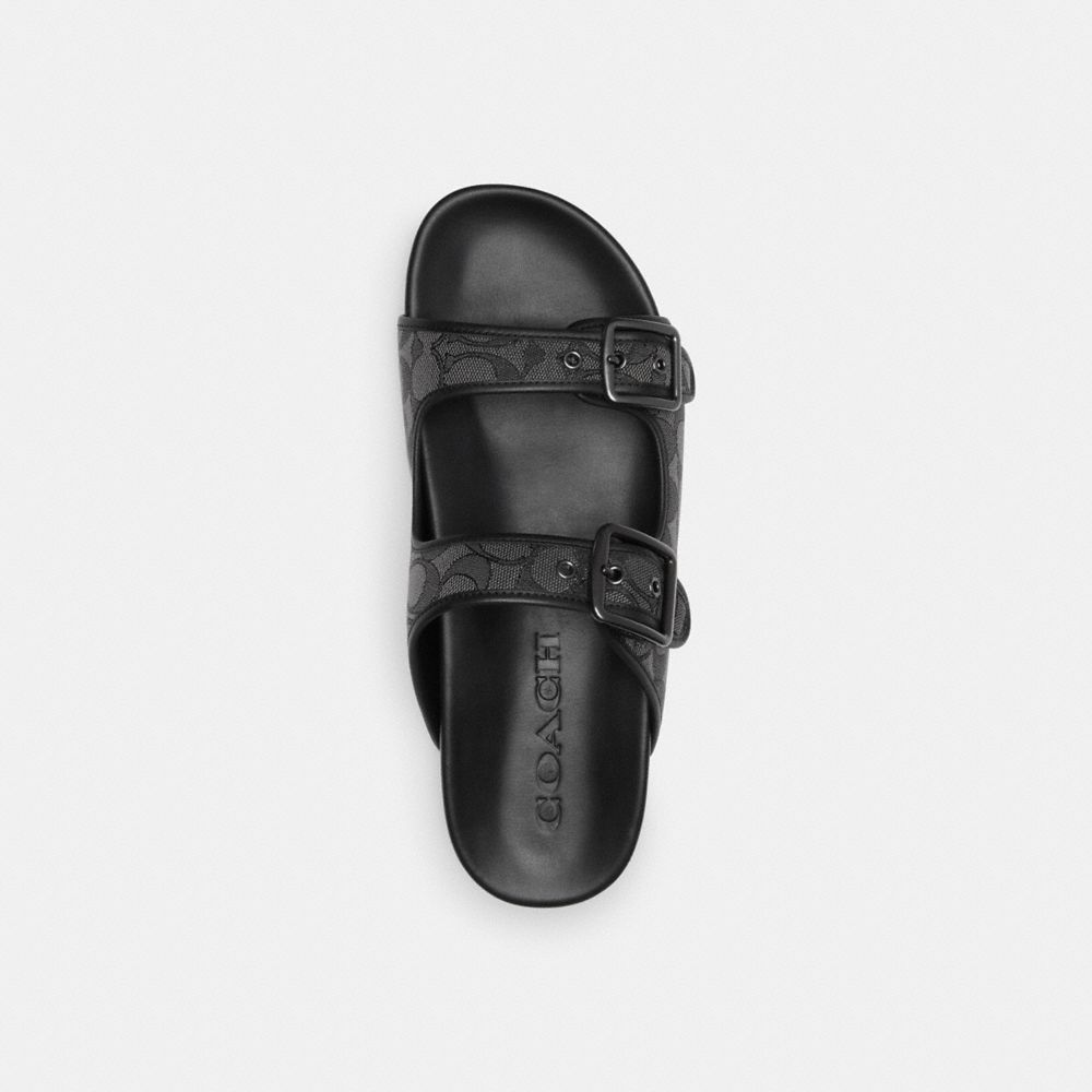 Coach Buckle Strap Sandal In Signature Jacquard Negras | COH866850