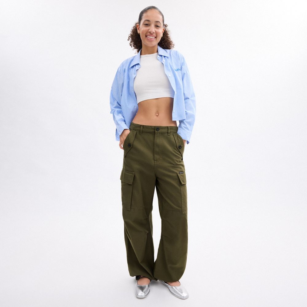 Coach Cargo Pants In Organic Cotton Verde | COH866051