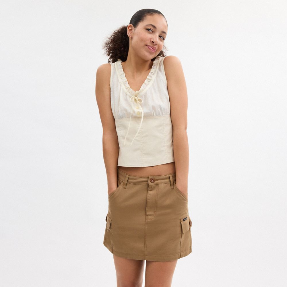 Coach Cargo Skirt In Organic Cotton Kaki | COH866050