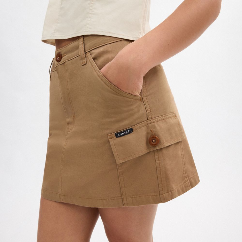 Coach Cargo Skirt In Organic Cotton Kaki | COH866050