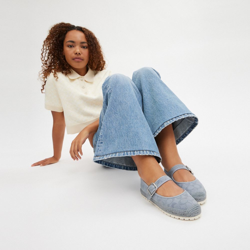 Coach Courtney Espadrille In Signature Canvas Gris Azules | COH865768