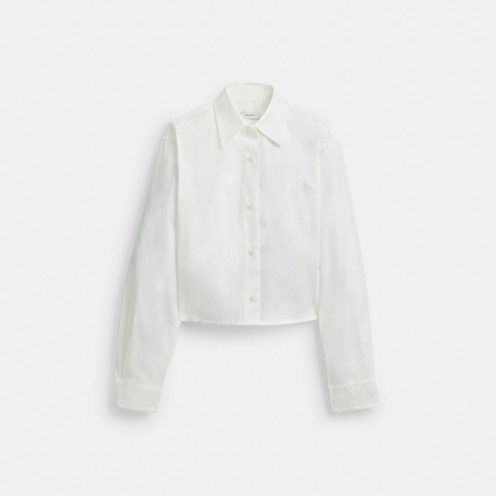 Coach Cropped Button Up Shirt Blancas | COH865983