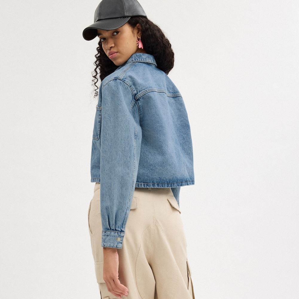 Coach Cropped Denim Button Down Azules | COH865988